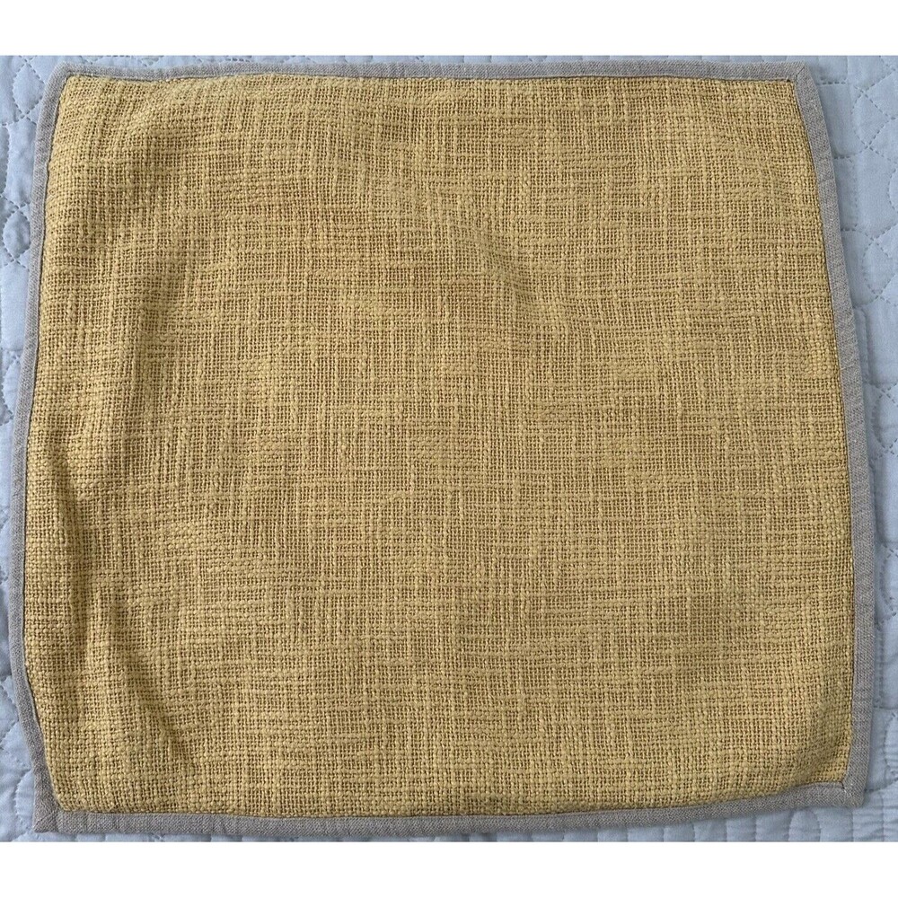 Pottery Barn Pillow Sham Cover Cotton Woven Euro Yellow Gold 20” Square Coastal